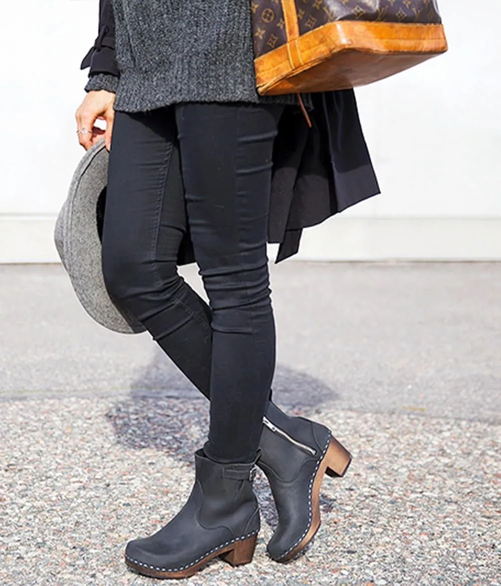 Sandgrens Handmade Swedish Wood Clogs for Women, High Heel Boots | New York High