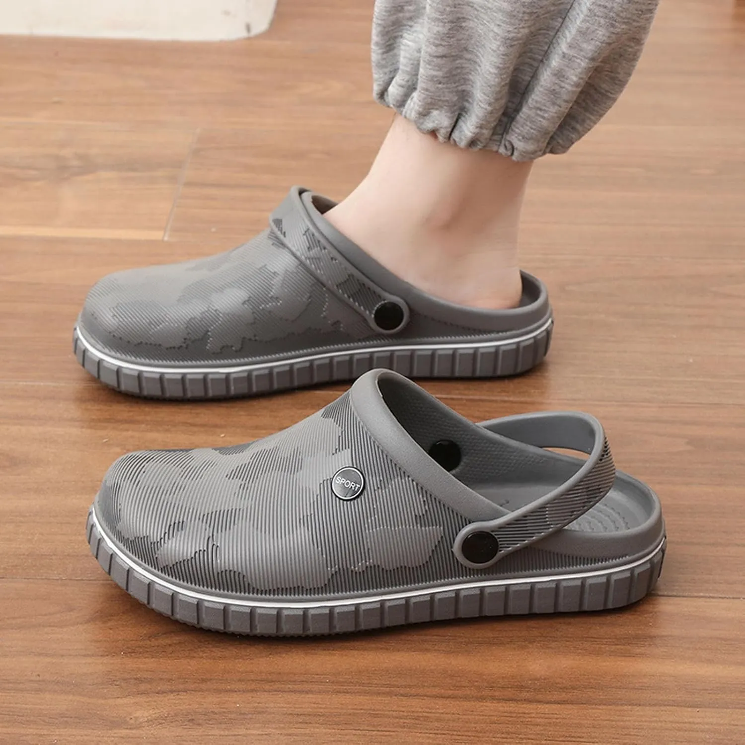 SECHRITE Mens Clogs Mules Slip on Garden Work Nurse Water Shoes for Men Non Slip Waterproof Closed Toe Clogs Sandals for Kitchen Office Beach Fishing