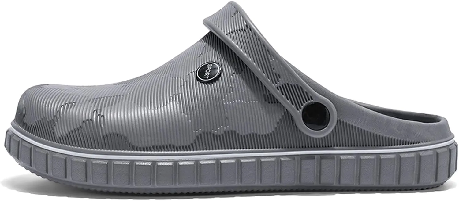 SECHRITE Mens Clogs Mules Slip on Garden Work Nurse Water Shoes for Men Non Slip Waterproof Closed Toe Clogs Sandals for Kitchen Office Beach Fishing