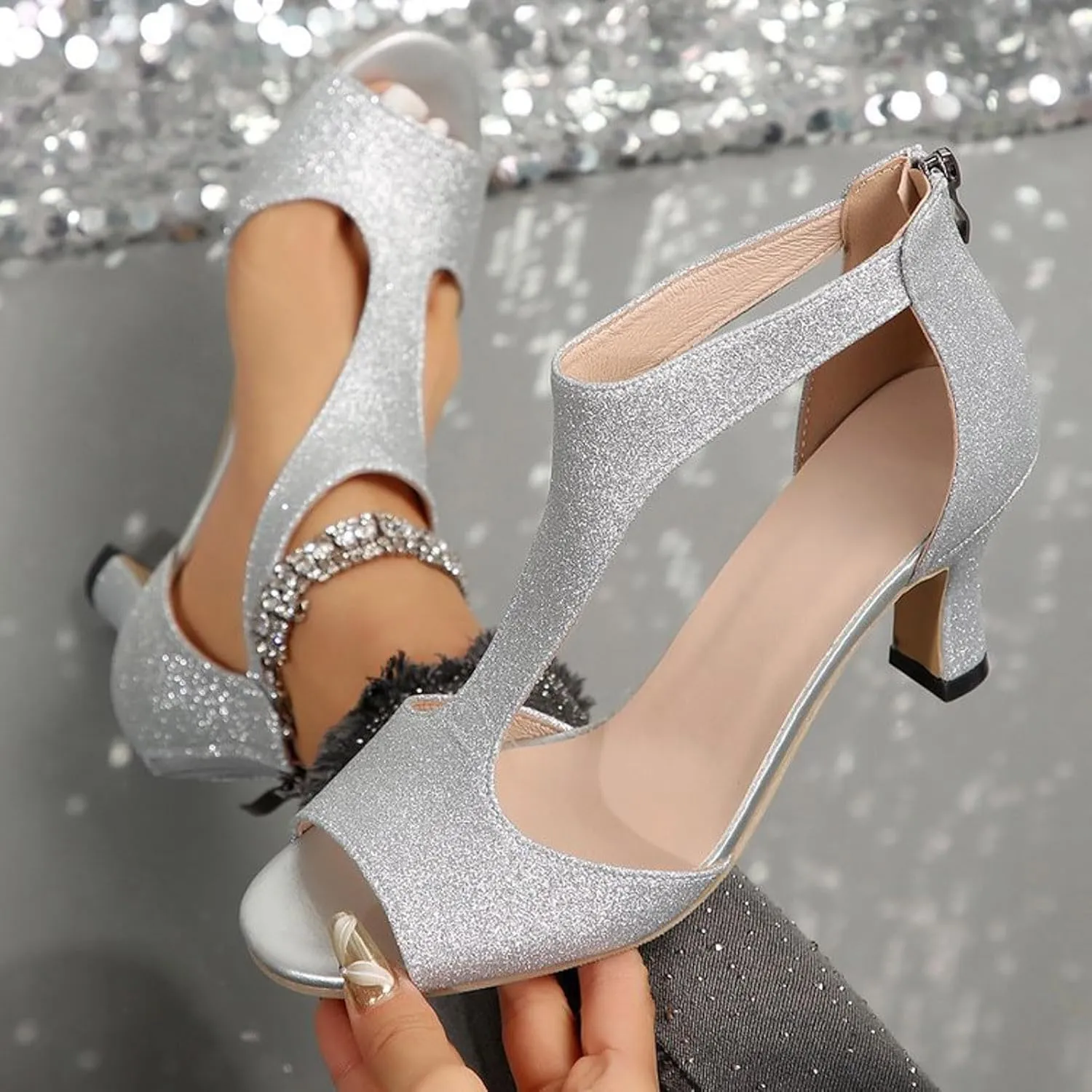 Sexy Slim High Heel Party Women Shoes High Heels Chunky Heels Fashion Shoes Lime Sandals for Women