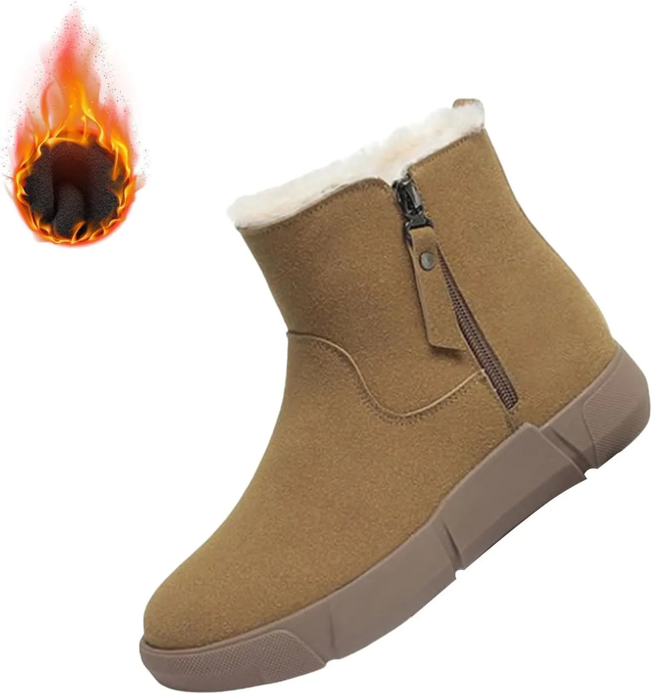 Short Boots For Women Waterproof Suede Boots For Women Genuine Wool Lined Furry Boots Winter Boots