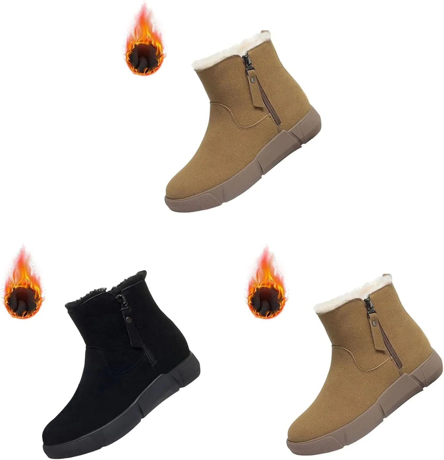 Short Boots For Women Waterproof Suede Boots For Women Genuine Wool Lined Furry Boots Winter Boots