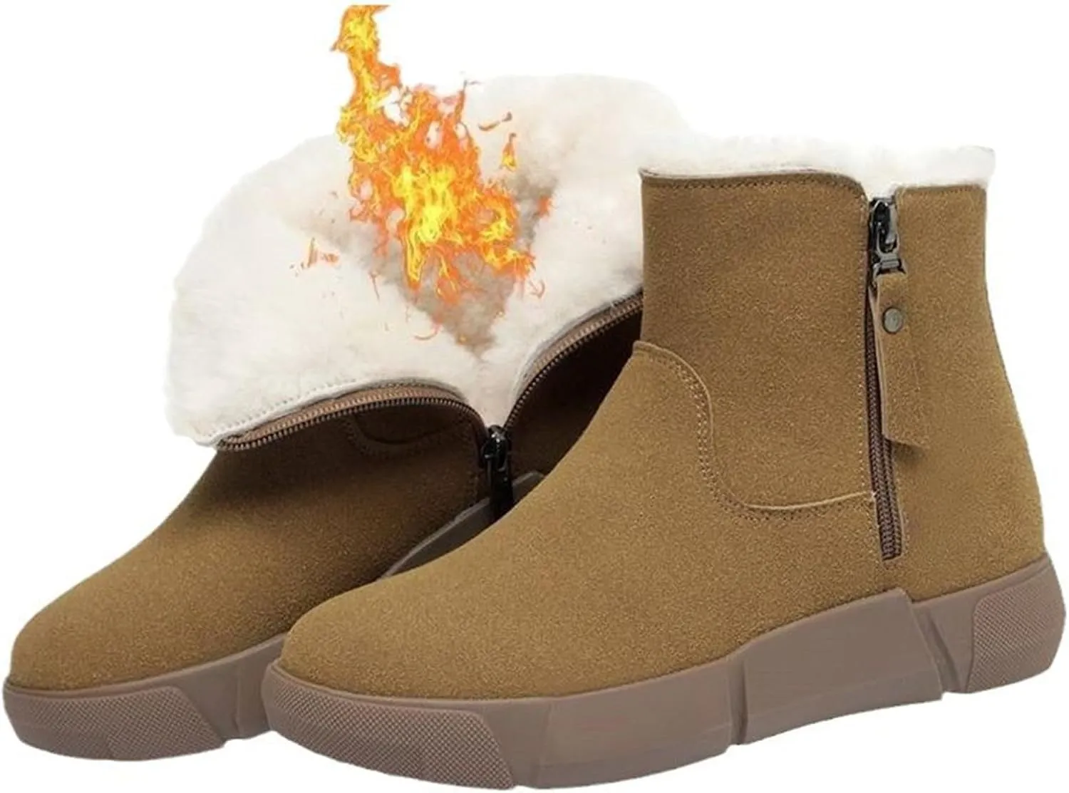 Short Boots For Women Waterproof Suede Boots For Women Genuine Wool Lined Furry Boots Winter Boots