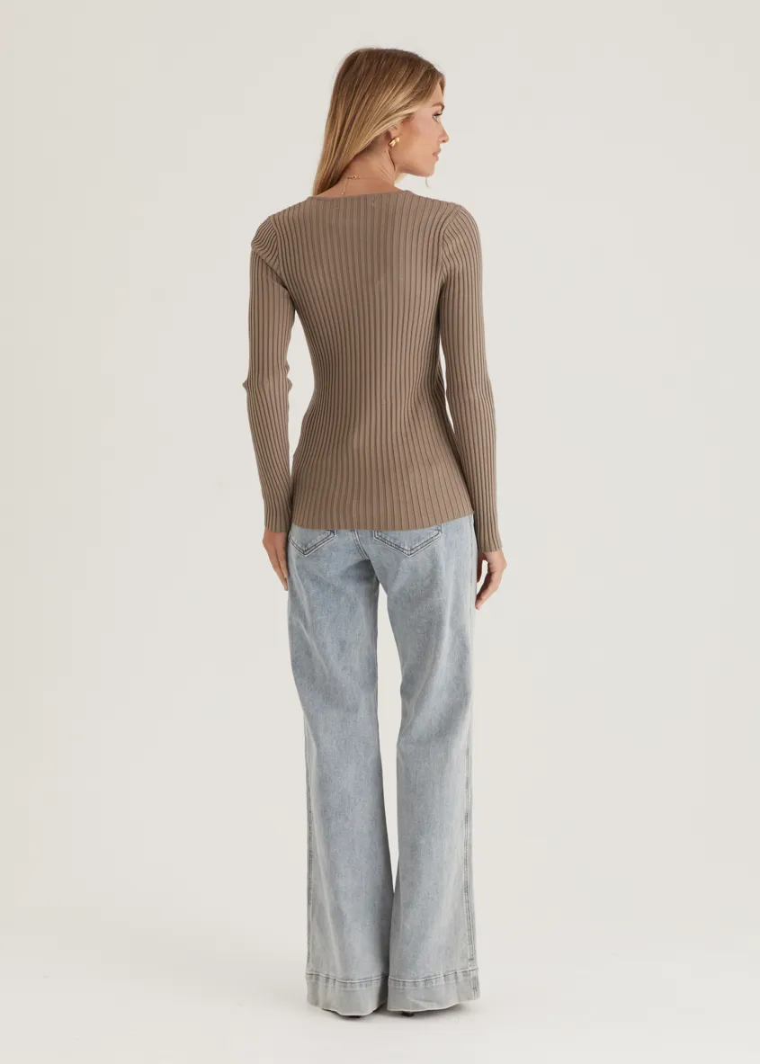 Skylee Knit Top - Mocha