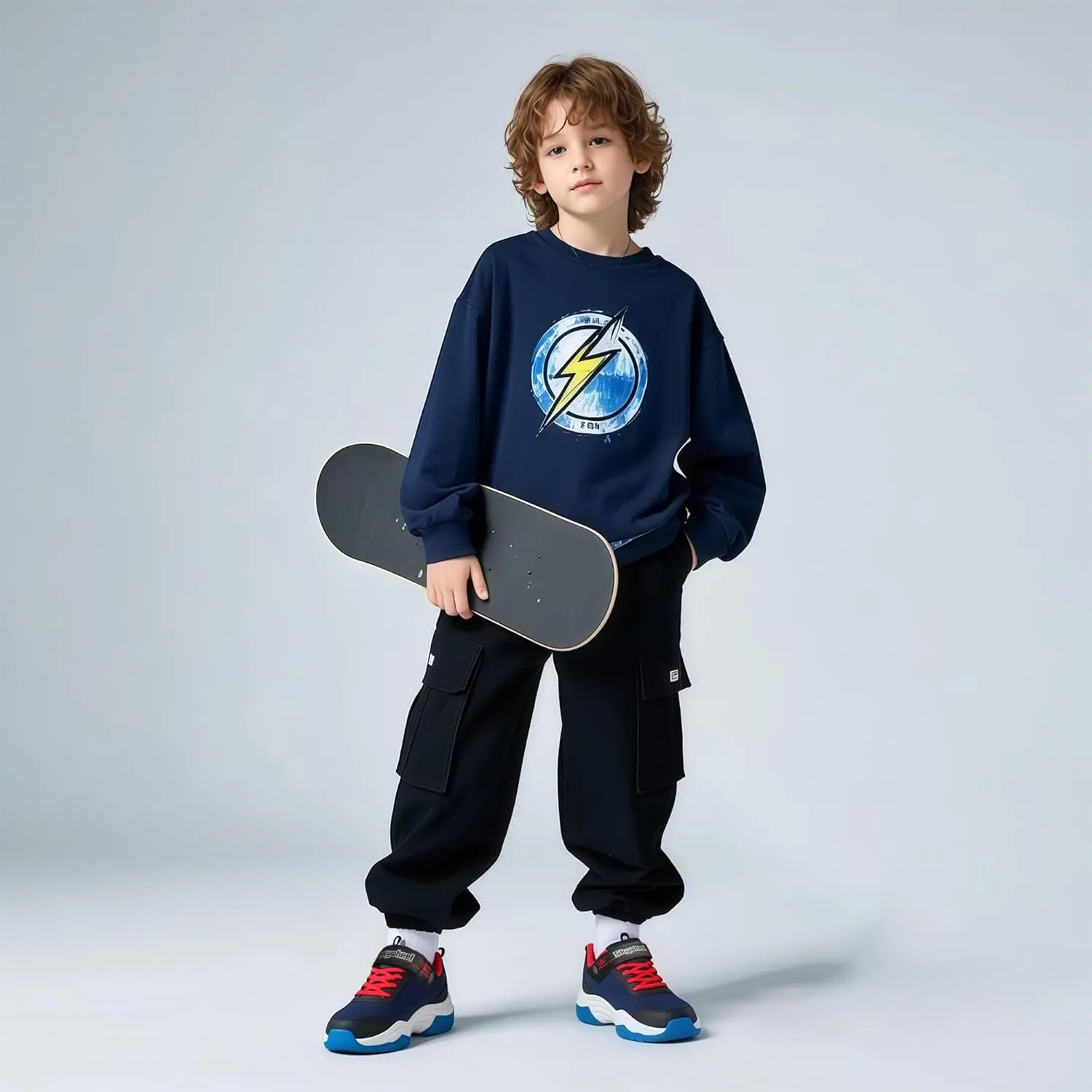 SKYWHEEL Kids Sneakers for Boys Light Up Shoes with Switch Tennis Running Athletic Shoes Toddler Size 10 to Big Kids Size 5