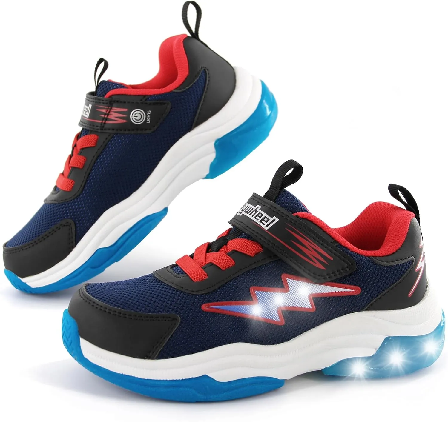 SKYWHEEL Kids Sneakers for Boys Light Up Shoes with Switch Tennis Running Athletic Shoes Toddler Size 10 to Big Kids Size 5
