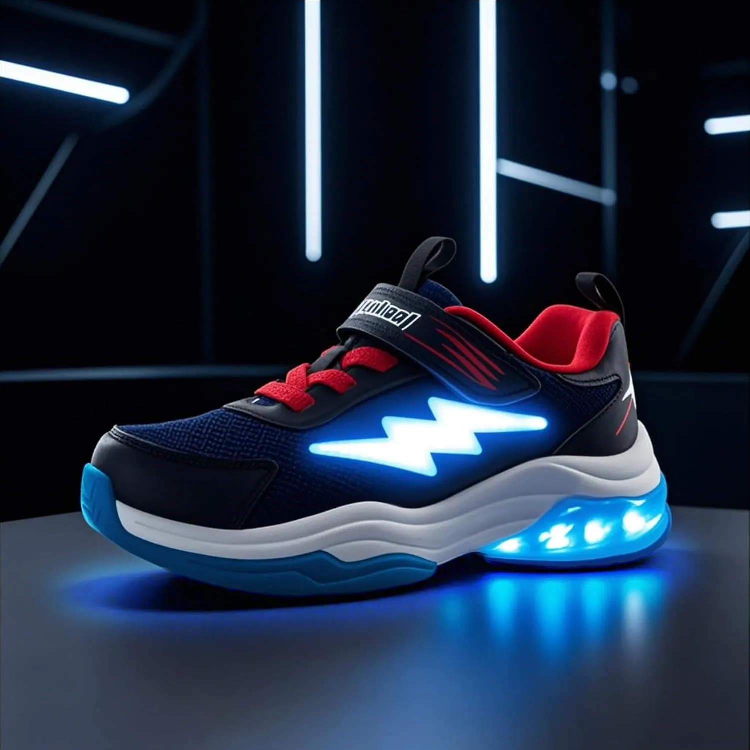 SKYWHEEL Kids Sneakers for Boys Light Up Shoes with Switch Tennis Running Athletic Shoes Toddler Size 10 to Big Kids Size 5