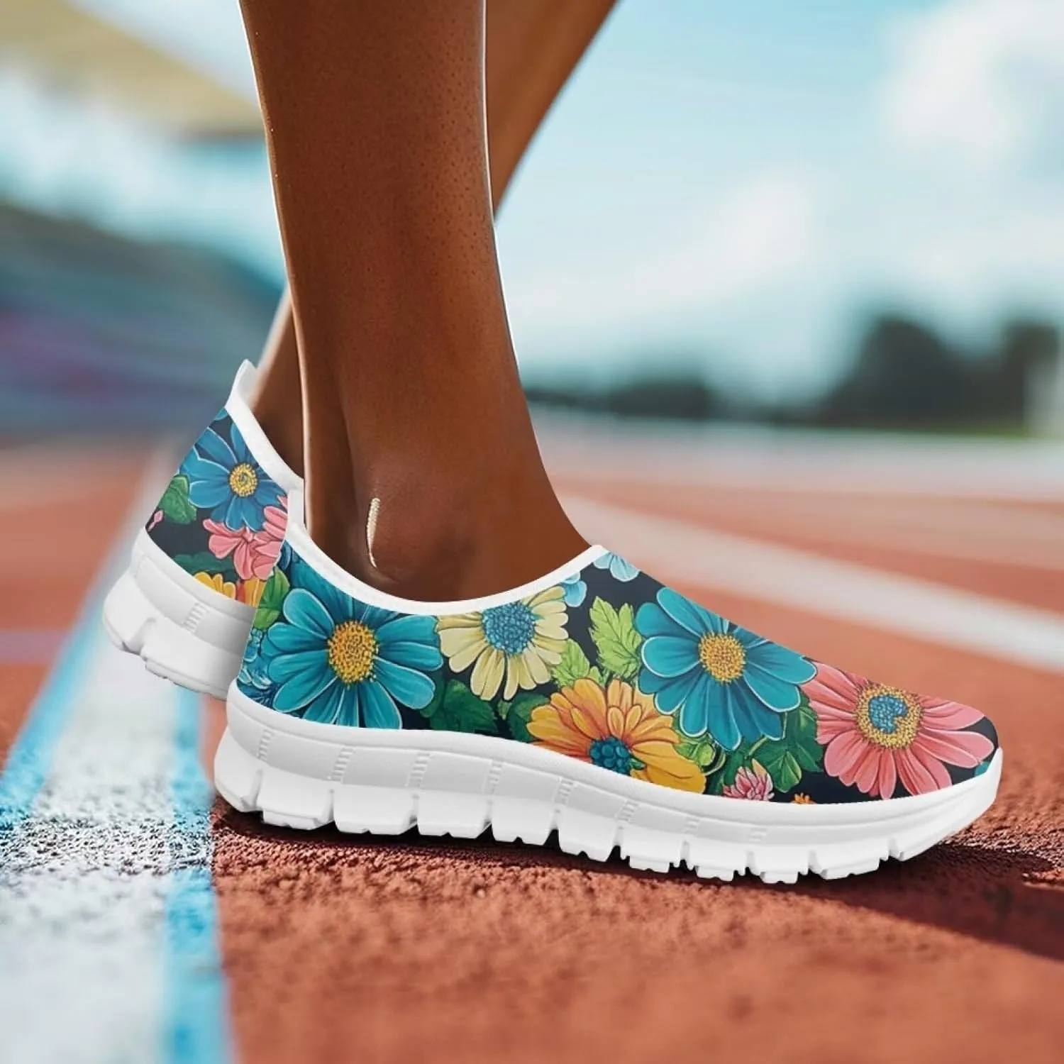 Slip On Walking Shoes for Women Knit Mesh Casual Shoes Non Slip Size 5-10.5