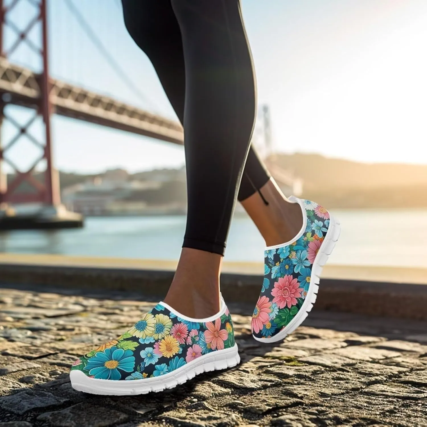 Slip On Walking Shoes for Women Knit Mesh Casual Shoes Non Slip Size 5-10.5