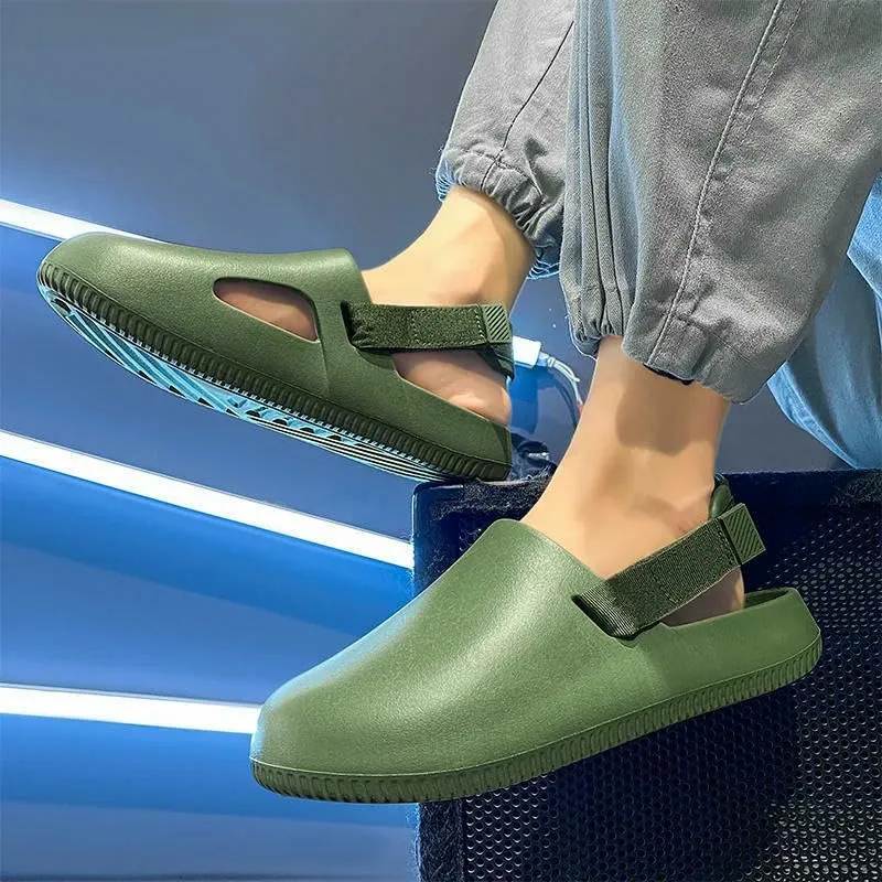 Slippers Summer Men'S Thick-Soled Beach Sandals, Clogs, Non-Slip Home Slippers, Bathroom Shoes, Loafers