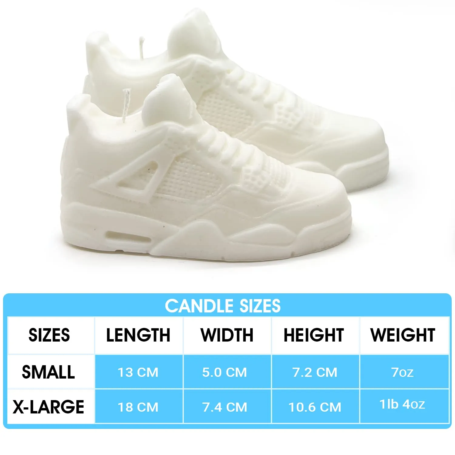 Sneaker Candle 100% Soy Wax Decorative Shoe for Home Decor, Living Room, Kids Bedroom Aesthetic. A Impressive Realistic Detail, Cotton Wick, Fun Gift A_J4 (X-Large, White)