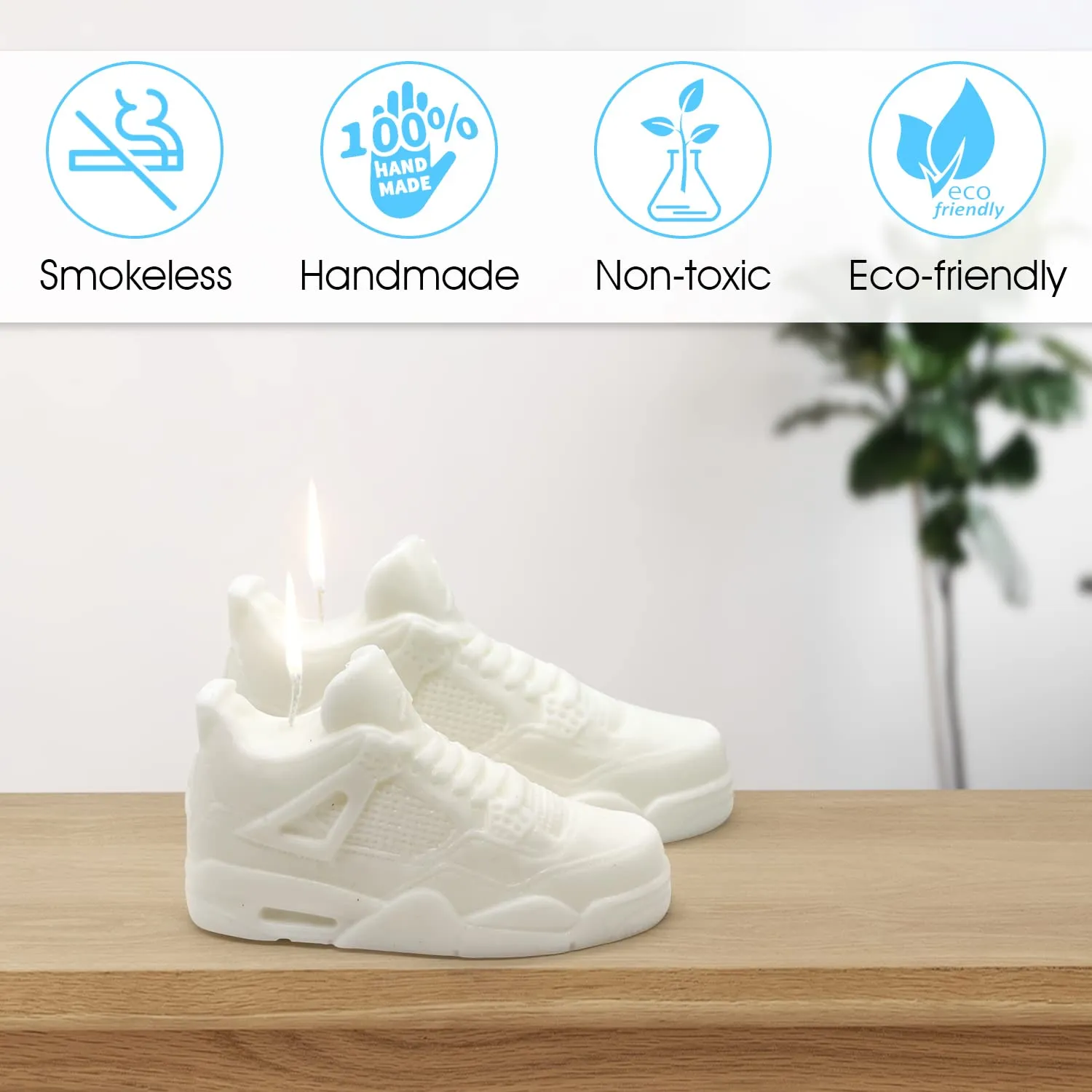 Sneaker Candle 100% Soy Wax Decorative Shoe for Home Decor, Living Room, Kids Bedroom Aesthetic. A Impressive Realistic Detail, Cotton Wick, Fun Gift A_J4 (X-Large, White)