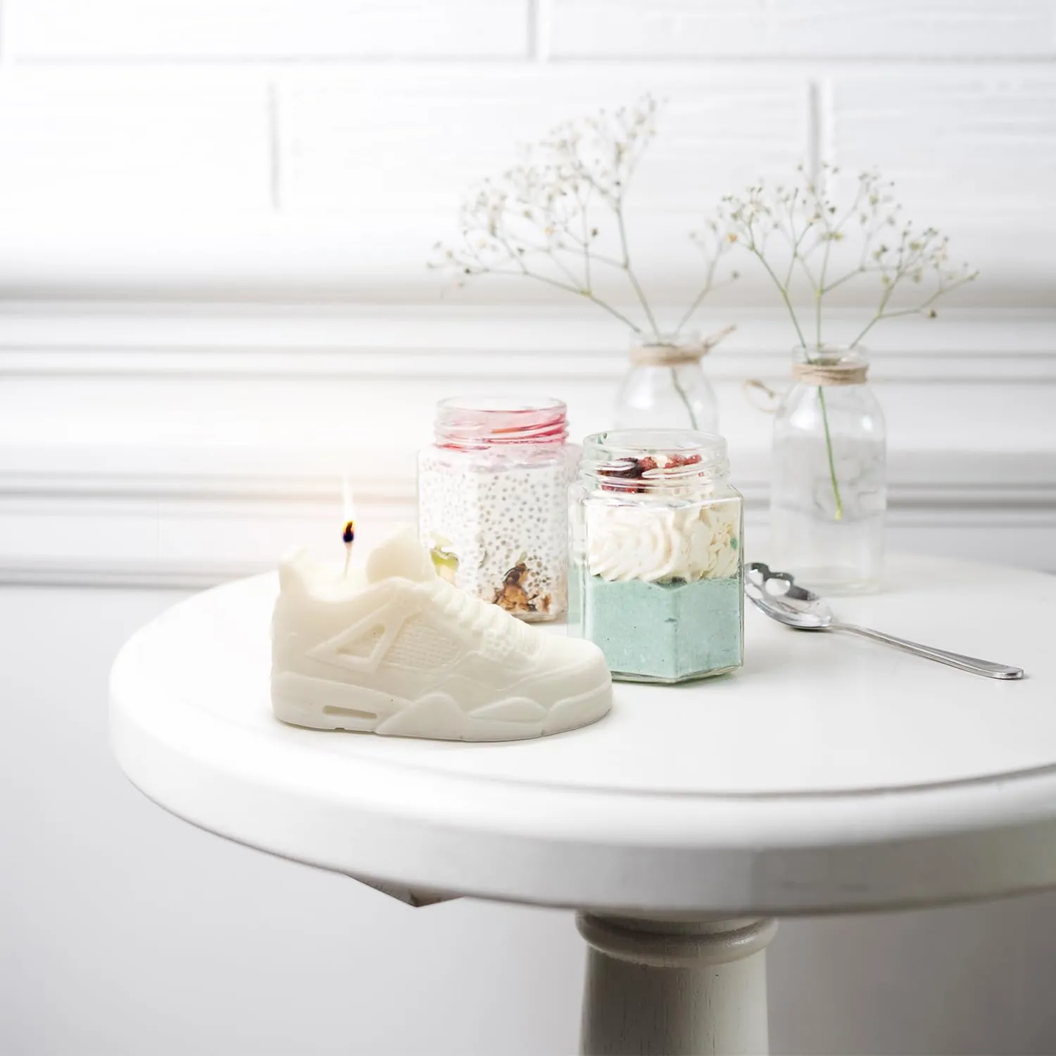 Sneaker Candle 100% Soy Wax Decorative Shoe for Home Decor, Living Room, Kids Bedroom Aesthetic. A Impressive Realistic Detail, Cotton Wick, Fun Gift A_J4 (X-Large, White)