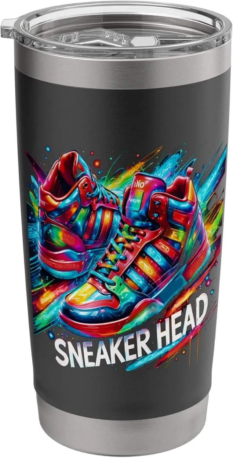 Sneaker Head Urban Streetwear Retro Kicks Enthusiast Stainless Steel Insulated Tumbler