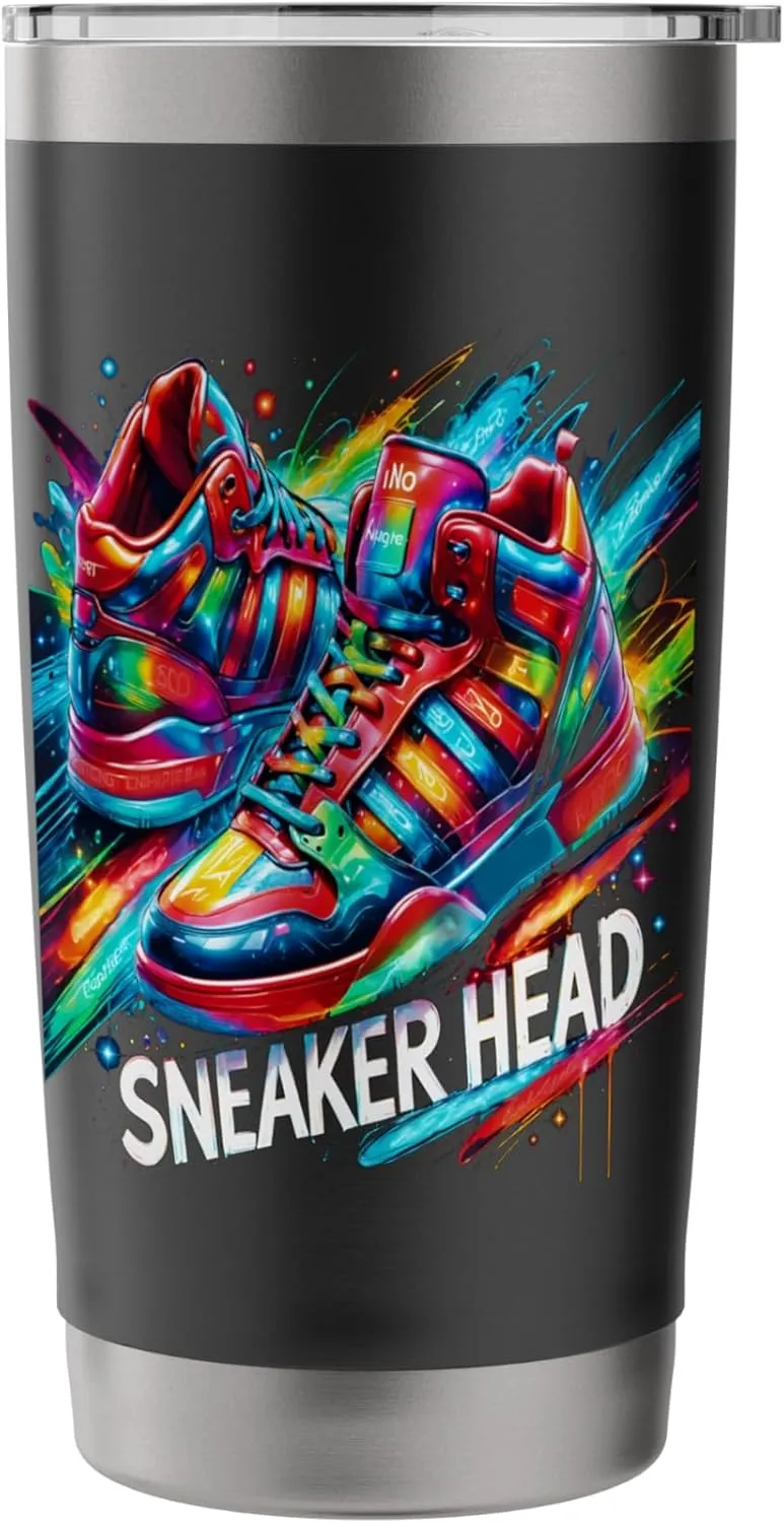Sneaker Head Urban Streetwear Retro Kicks Enthusiast Stainless Steel Insulated Tumbler