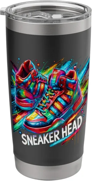 Sneaker Head Urban Streetwear Retro Kicks Enthusiast Stainless Steel Insulated Tumbler