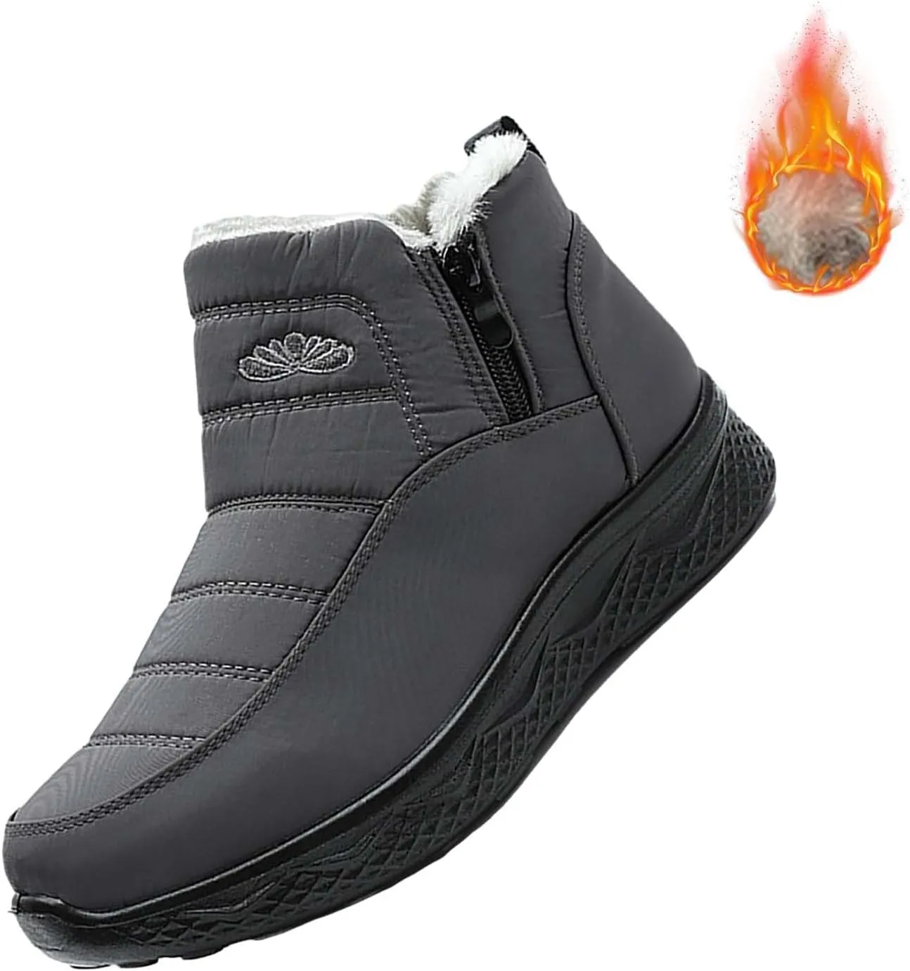 Snow Boots for Couples Waterproof Insulated Women's Warm Sheepskin-Lined Boots Men Winter Ankle Boots Slip-on Short Fur Lined Boot Comfort Orthopedic Fuzzy Thermal Booties Arch Support Shoes