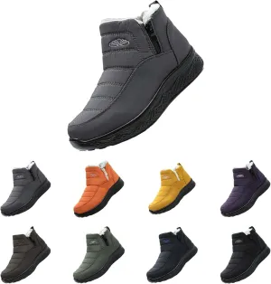 Snow Boots for Couples Waterproof Insulated Women's Warm Sheepskin-Lined Boots Men Winter Ankle Boots Slip-on Short Fur Lined Boot Comfort Orthopedic Fuzzy Thermal Booties Arch Support Shoes