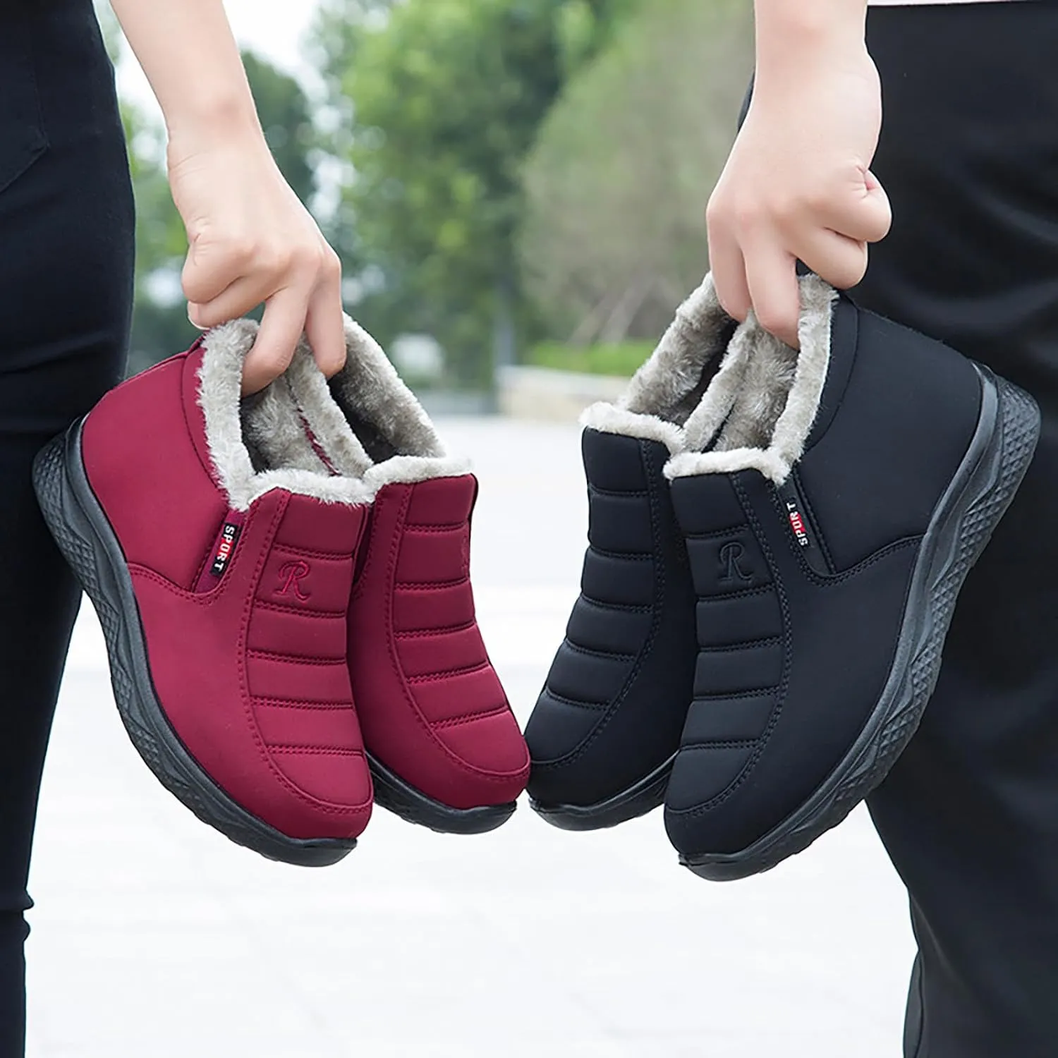 Snow Boots for Women Cozy Warm Insulated Winter Boots Fleece Lined Ankle Booties Platform Boots for Women Slip On Sneakers Water-proof Outdoor Sports Shoes for Walking Hiking Climbing