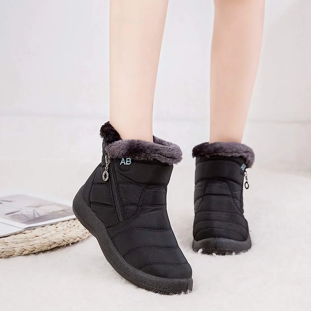 Snow Boots for Women Wide Width Women's Slip on Work Boots Waterproof Womens Snow Boots Wide Leg Women's Black Brown Tan Grey Winter Snow Boots Womens Winter Hiking Boot