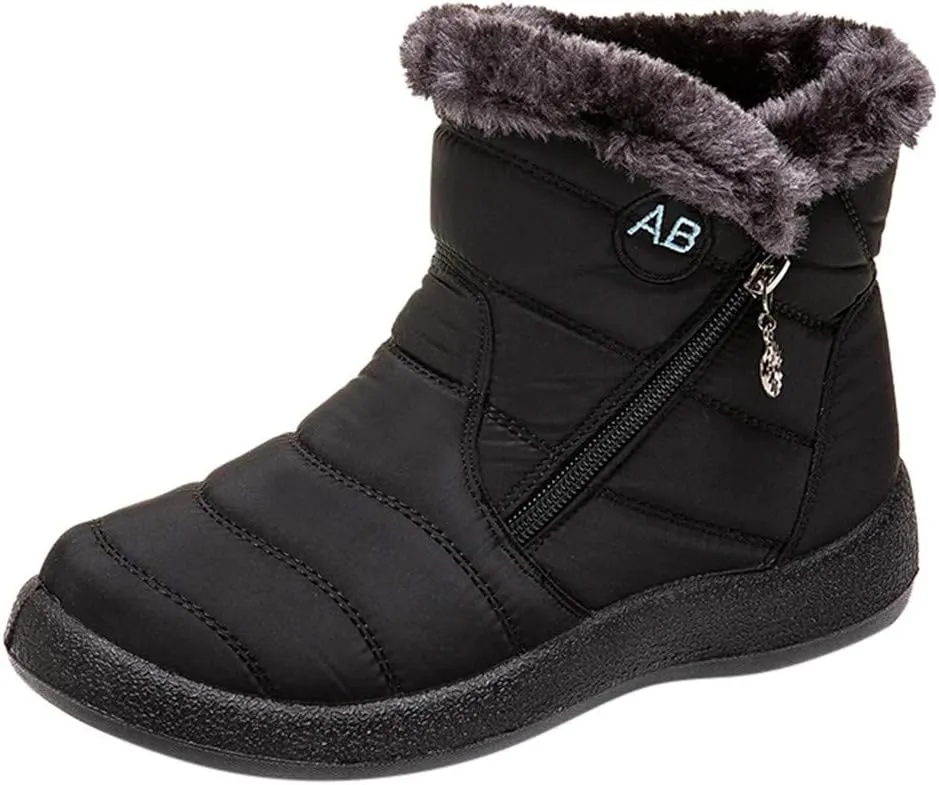 Snow Boots for Women Wide Width Women's Slip on Work Boots Waterproof Womens Snow Boots Wide Leg Women's Black Brown Tan Grey Winter Snow Boots Womens Winter Hiking Boot