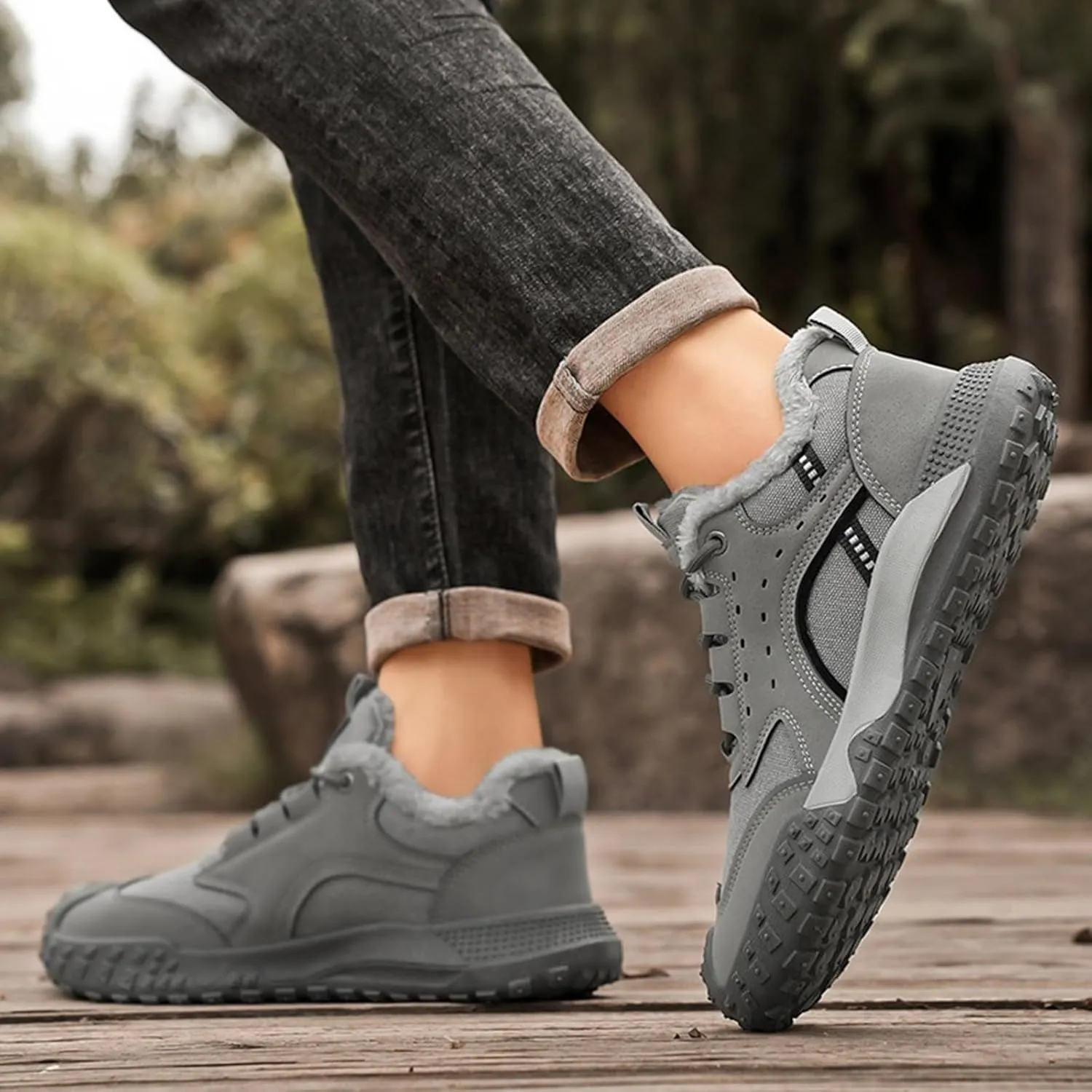 Snow Shoes for Men Lace Up Plush Lined Walking Sneaker Non-Slip Womens Winter Boots