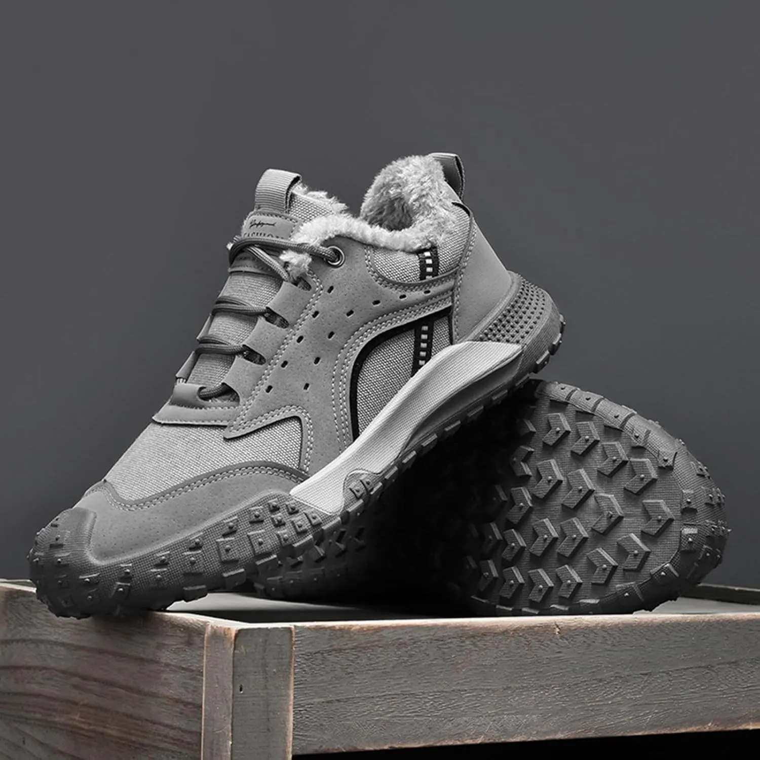 Snow Shoes for Men Lace Up Plush Lined Walking Sneaker Non-Slip Womens Winter Boots