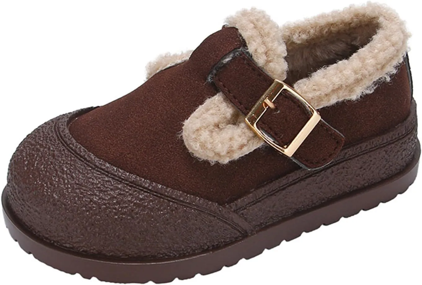 Snow Sneakers for Boys Girls, Suede Platform Warm F𝘂r Lined Fashion Slip-on Comfortable Winter Flat Creature Boots