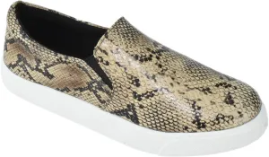 Soda Flat Women Shoes Slip On Loafers Casual Sneakers Memory Foam Reign-G White Sole Natural Beige Python 10