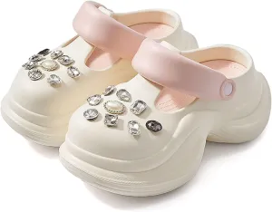 Solaud Women's Platform Clogs Cute Accessories Thick Bottom High Platform Clog Sandals Comfortable Non-Slip Garden Outdoor Beach Clogs