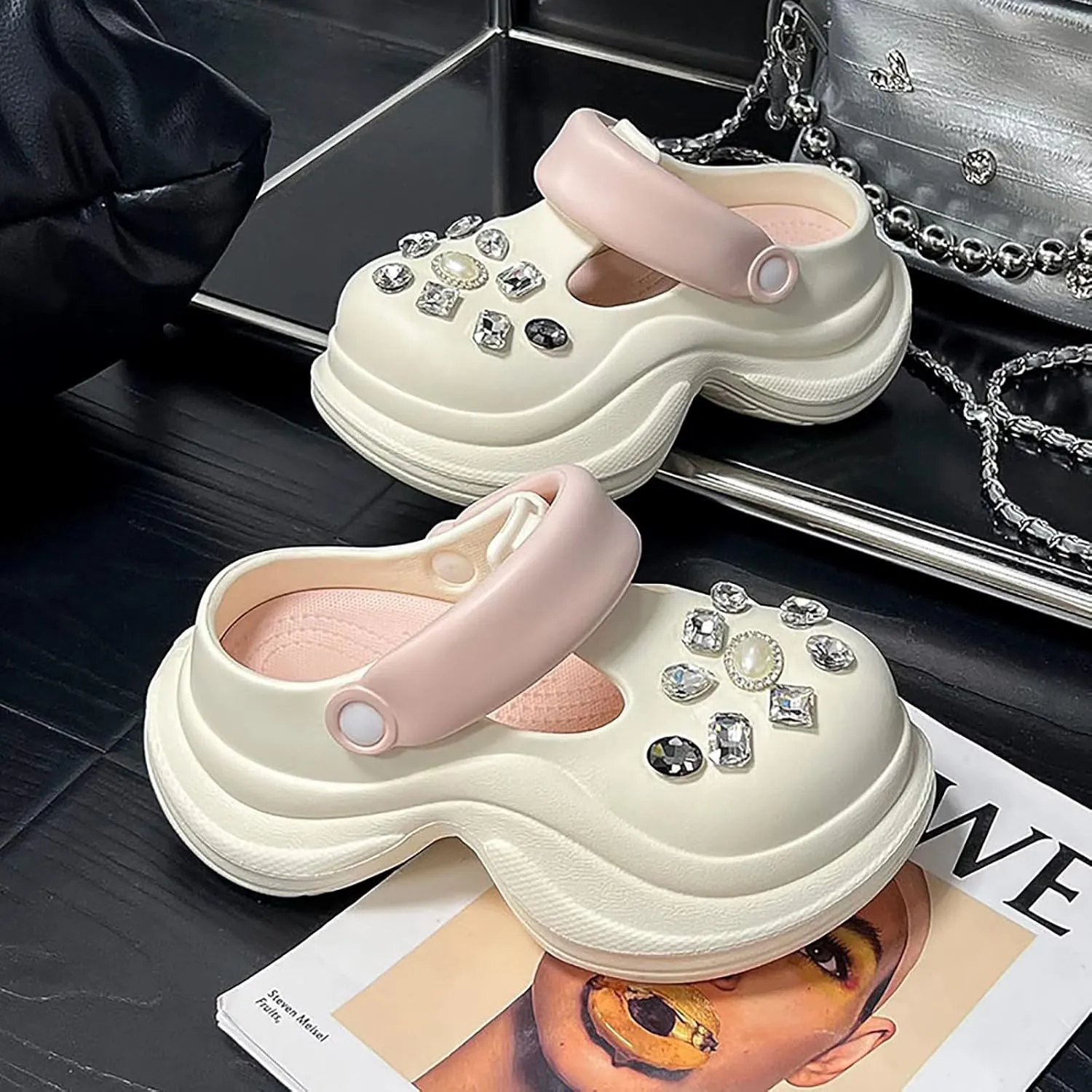 Solaud Women's Platform Clogs Cute Accessories Thick Bottom High Platform Clog Sandals Comfortable Non-Slip Garden Outdoor Beach Clogs
