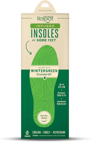 Sore Feet Relief Infused Insoles for Men and Women | Wintergreen Oil Cushioned Shoe Inserts | Shock Absorbing Latex Free | Cut to Fit for Work Boots, Sneakers, Pumps