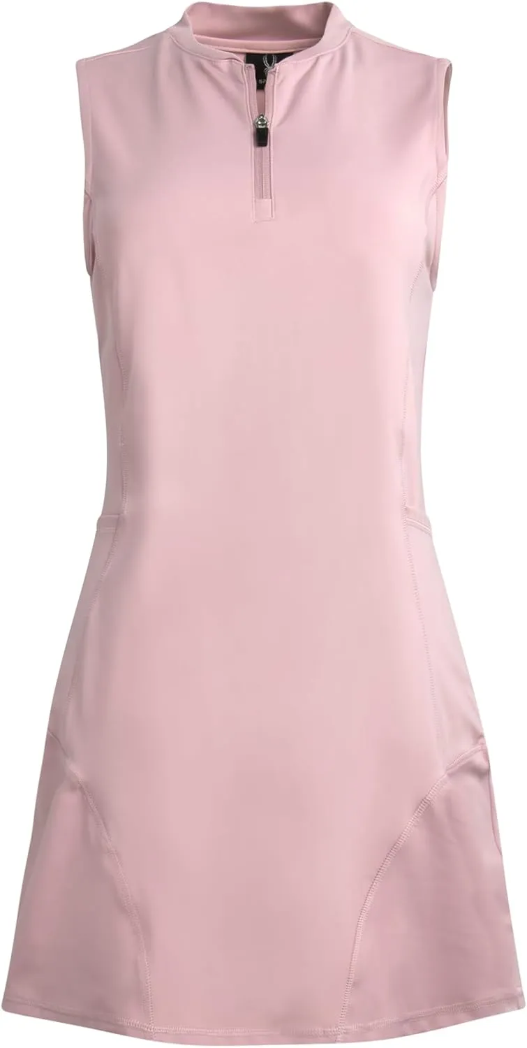 Spyder Womens Athletic Dress - Sleeveless Tennis Dress with Pockets, Quick-Dry Quarter Zip Golf Dresses for Women (S-XL)