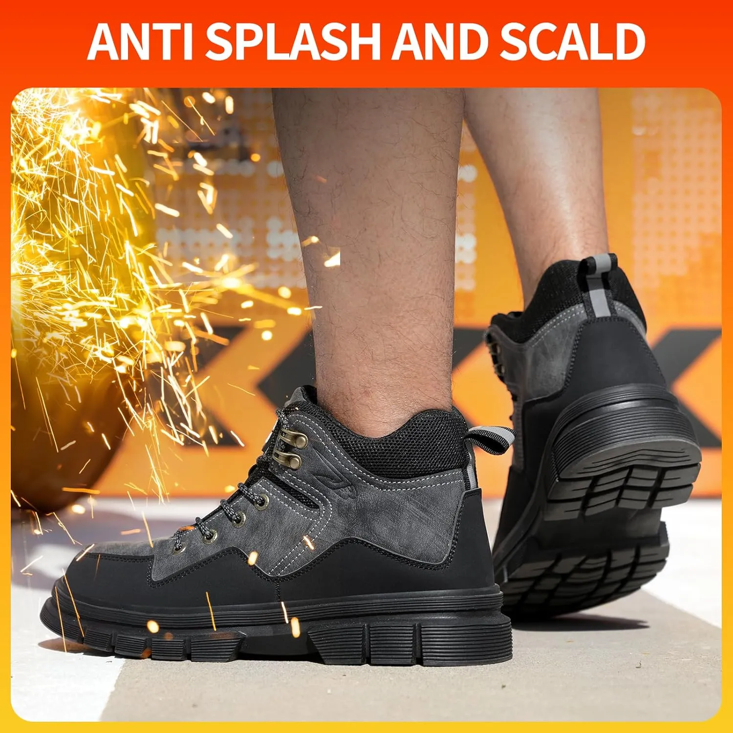 Steel Toe Boots for Men Antislip Puncture Proof Indestructible High Top Waterproof Construction Steel Toe Safety Work Shoes