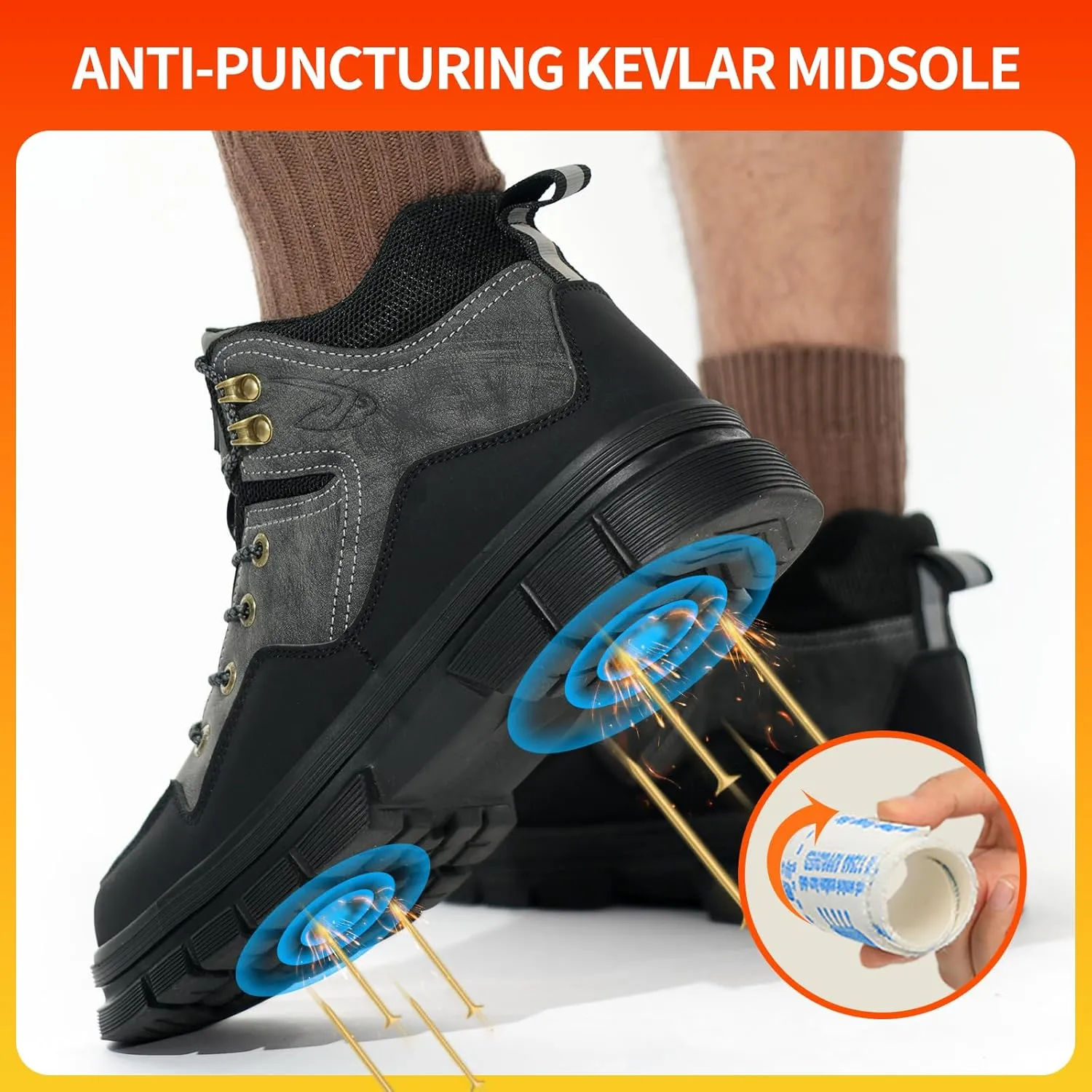 Steel Toe Boots for Men Antislip Puncture Proof Indestructible High Top Waterproof Construction Steel Toe Safety Work Shoes