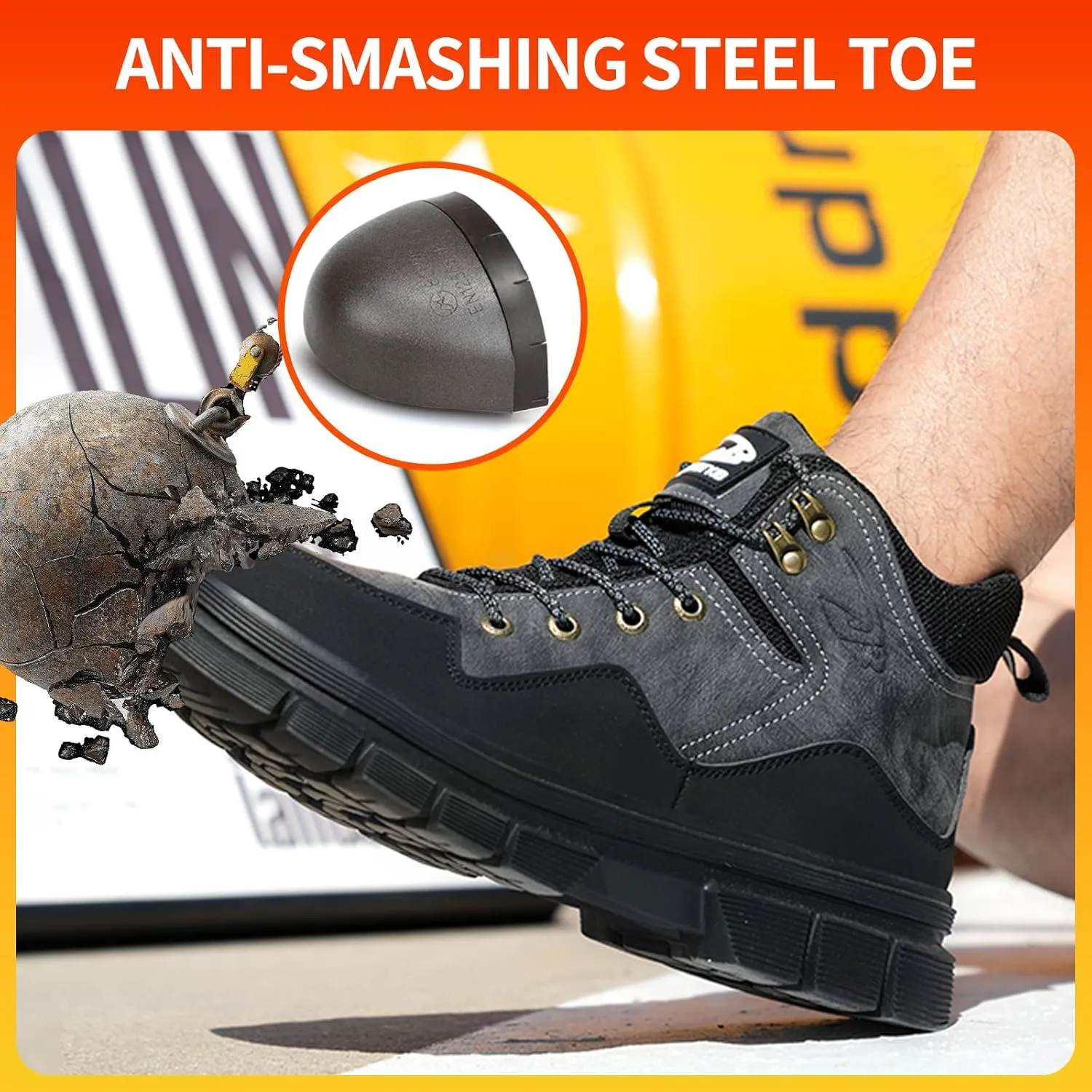 Steel Toe Boots for Men Antislip Puncture Proof Indestructible High Top Waterproof Construction Steel Toe Safety Work Shoes