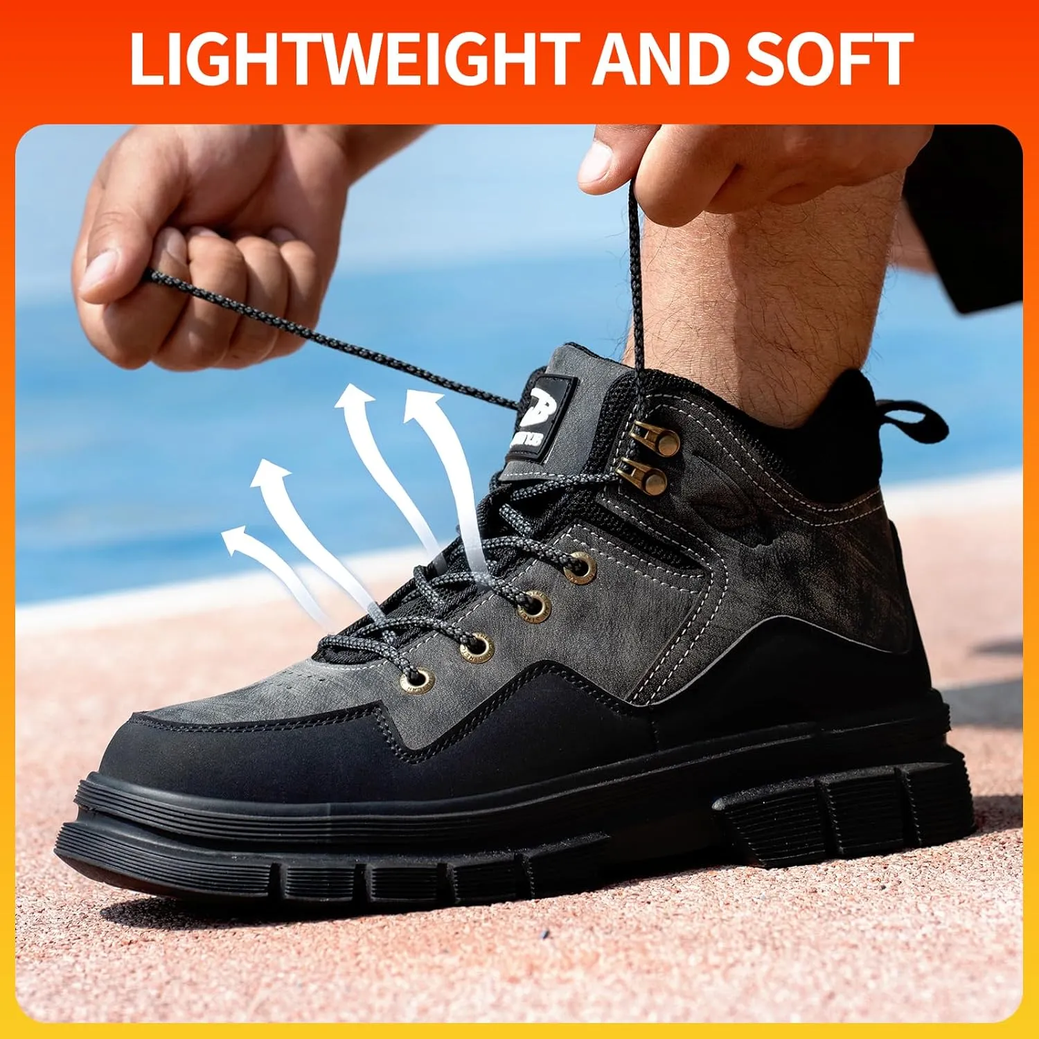 Steel Toe Boots for Men Antislip Puncture Proof Indestructible High Top Waterproof Construction Steel Toe Safety Work Shoes
