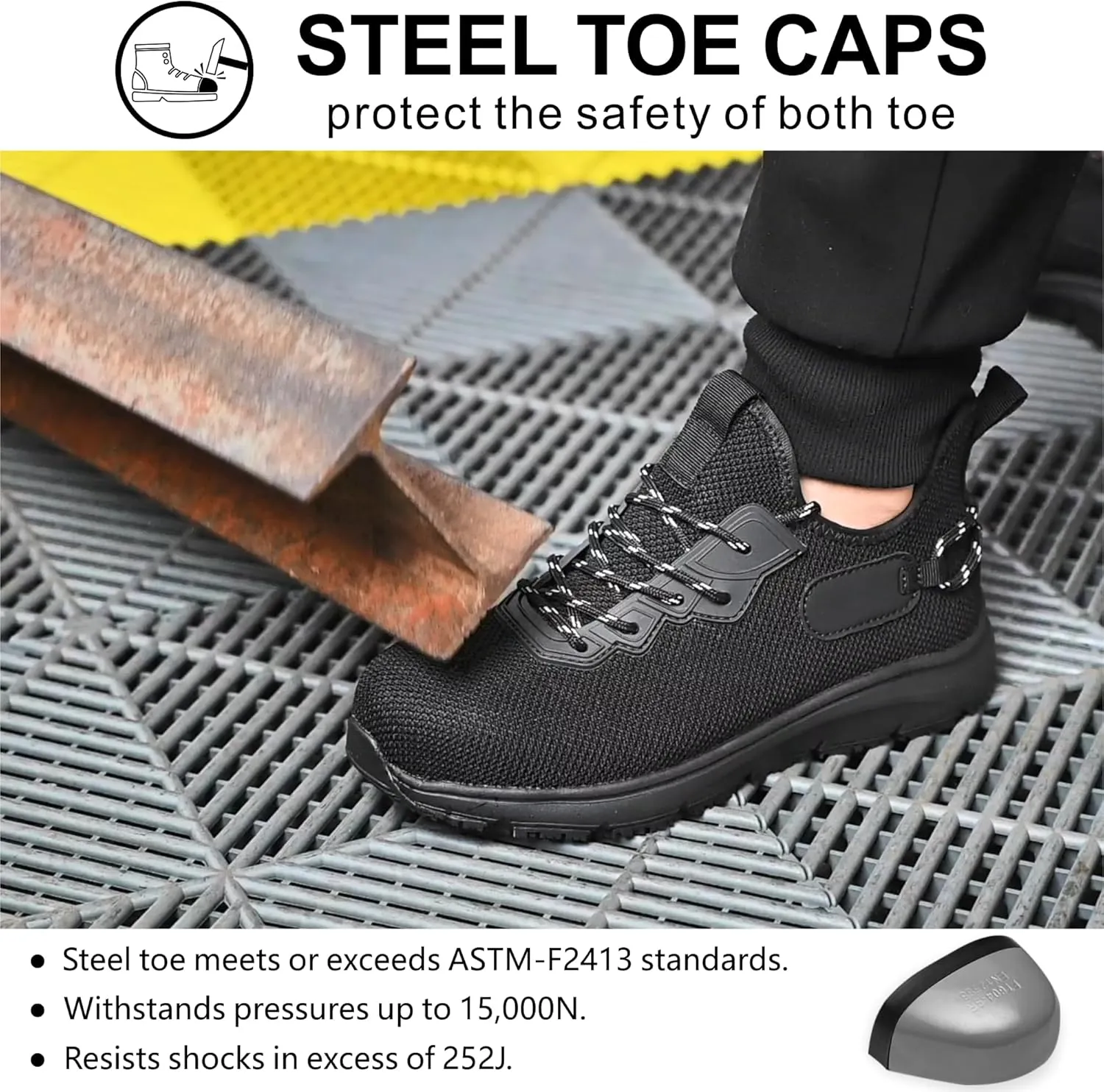 Steel Toe Non Slip Work Shoes for Men Women丨Waterproof Lightweight Safety Sneakers