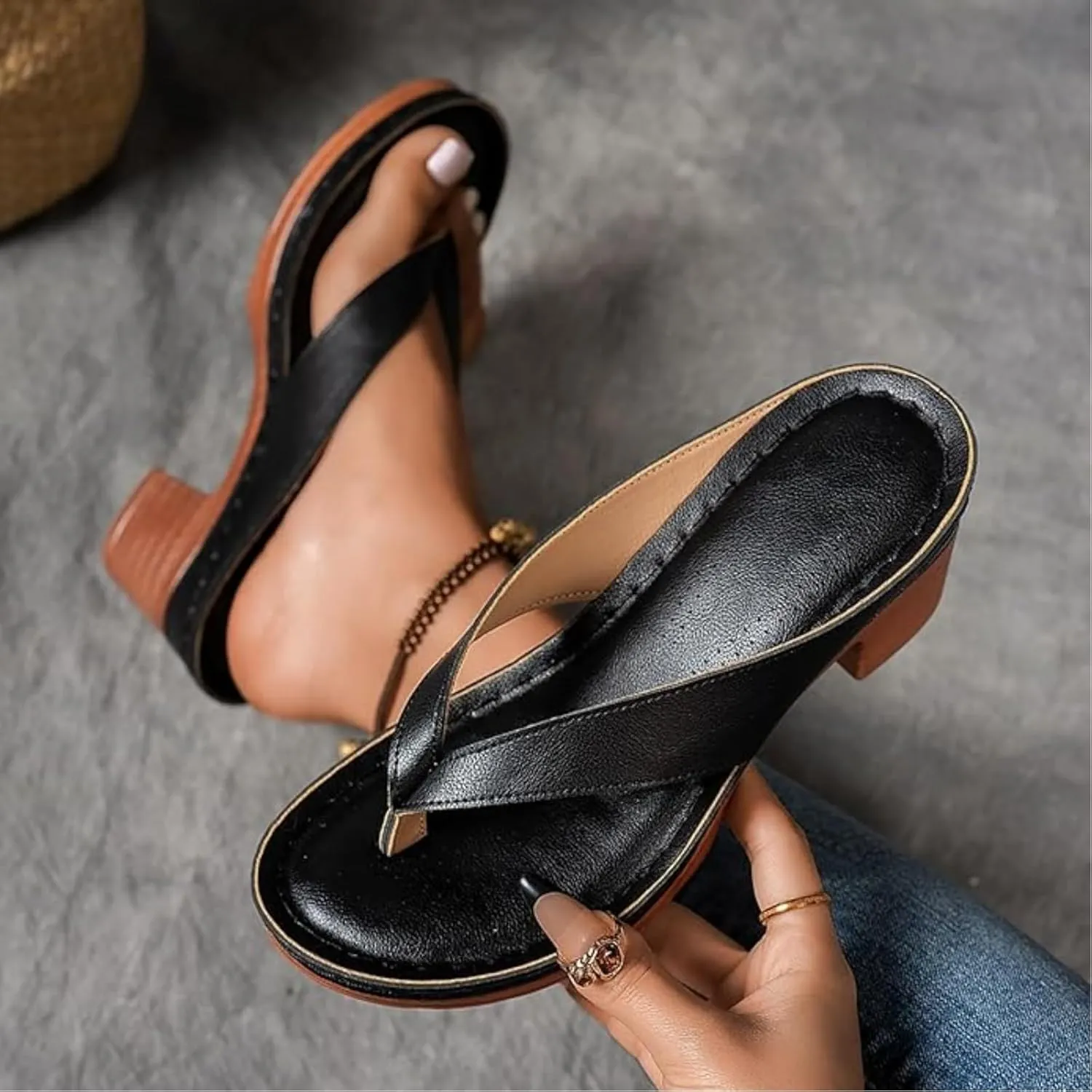 Summer Heel Sandals for Women 2025 Open Toe Wedges Heels Dressy Casaul Bridal Party Wedding Flip Flops Comfortable Slip On Beach Sandals Breathable Long Walk Sandal
