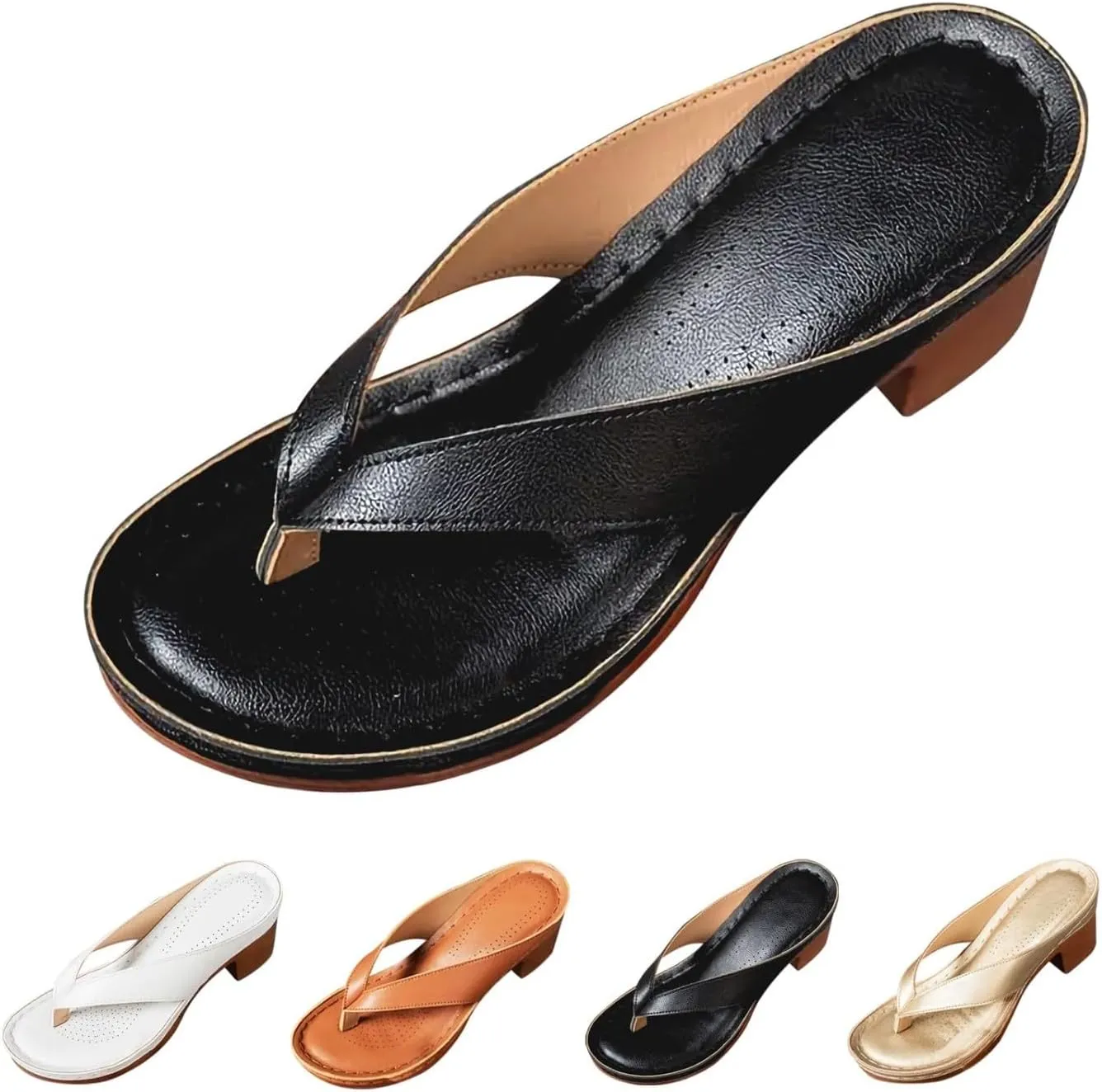Summer Heel Sandals for Women 2025 Open Toe Wedges Heels Dressy Casaul Bridal Party Wedding Flip Flops Comfortable Slip On Beach Sandals Breathable Long Walk Sandal