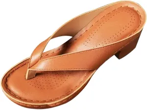 Summer Heel Sandals for Women 2025 Open Toe Wedges Heels Dressy Casaul Bridal Party Wedding Flip Flops Comfortable Slip On Beach Sandals Breathable Long Walk Sandal