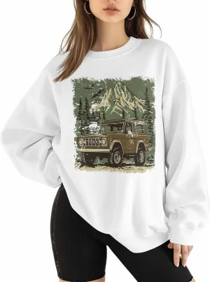 Sweatshirt for Women Off-road Forest Eagle Car Graphic Womens Sweatshirt Crewneck Long Sleeve Pullover Clothes