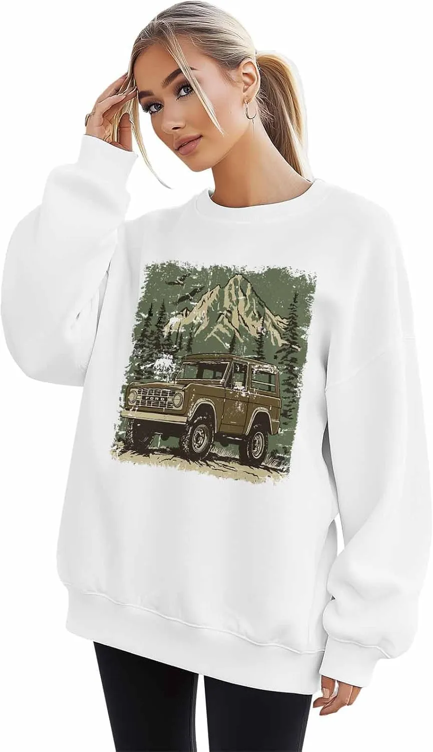 Sweatshirt for Women Off-road Forest Eagle Car Graphic Womens Sweatshirt Crewneck Long Sleeve Pullover Clothes