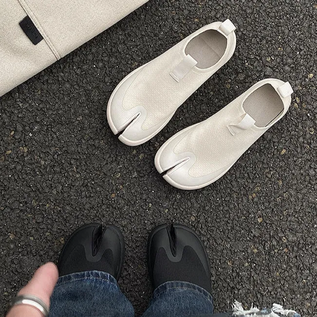 Tabi running shoes beige casual style split toe loafers summer outdoor mules