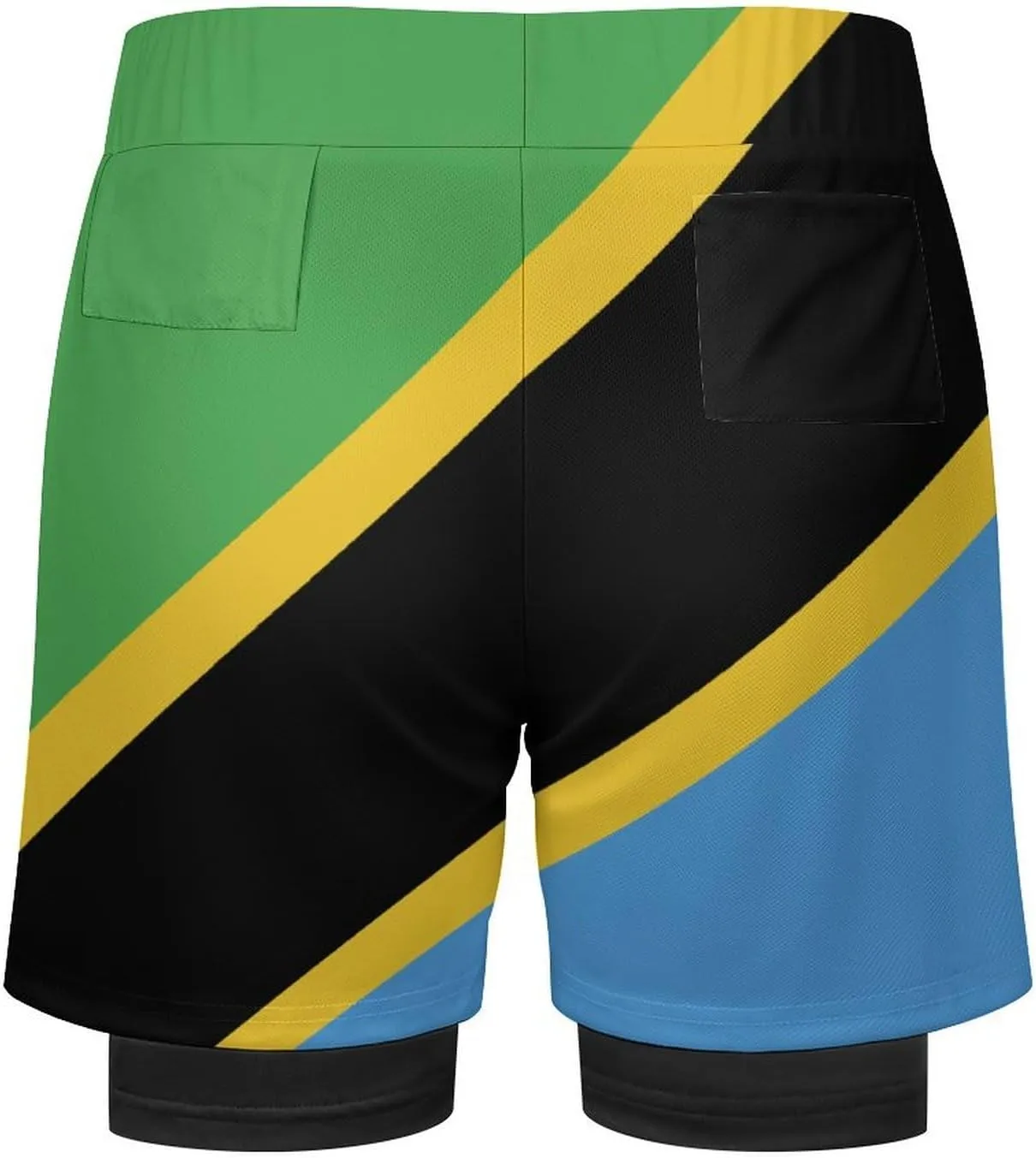 Tanzania Flag Men's Swim Trunks Short Beach Shorts Swimming Trunks with Pockets
