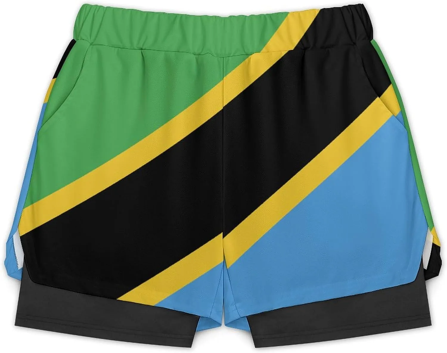 Tanzania Flag Men's Swim Trunks Short Beach Shorts Swimming Trunks with Pockets