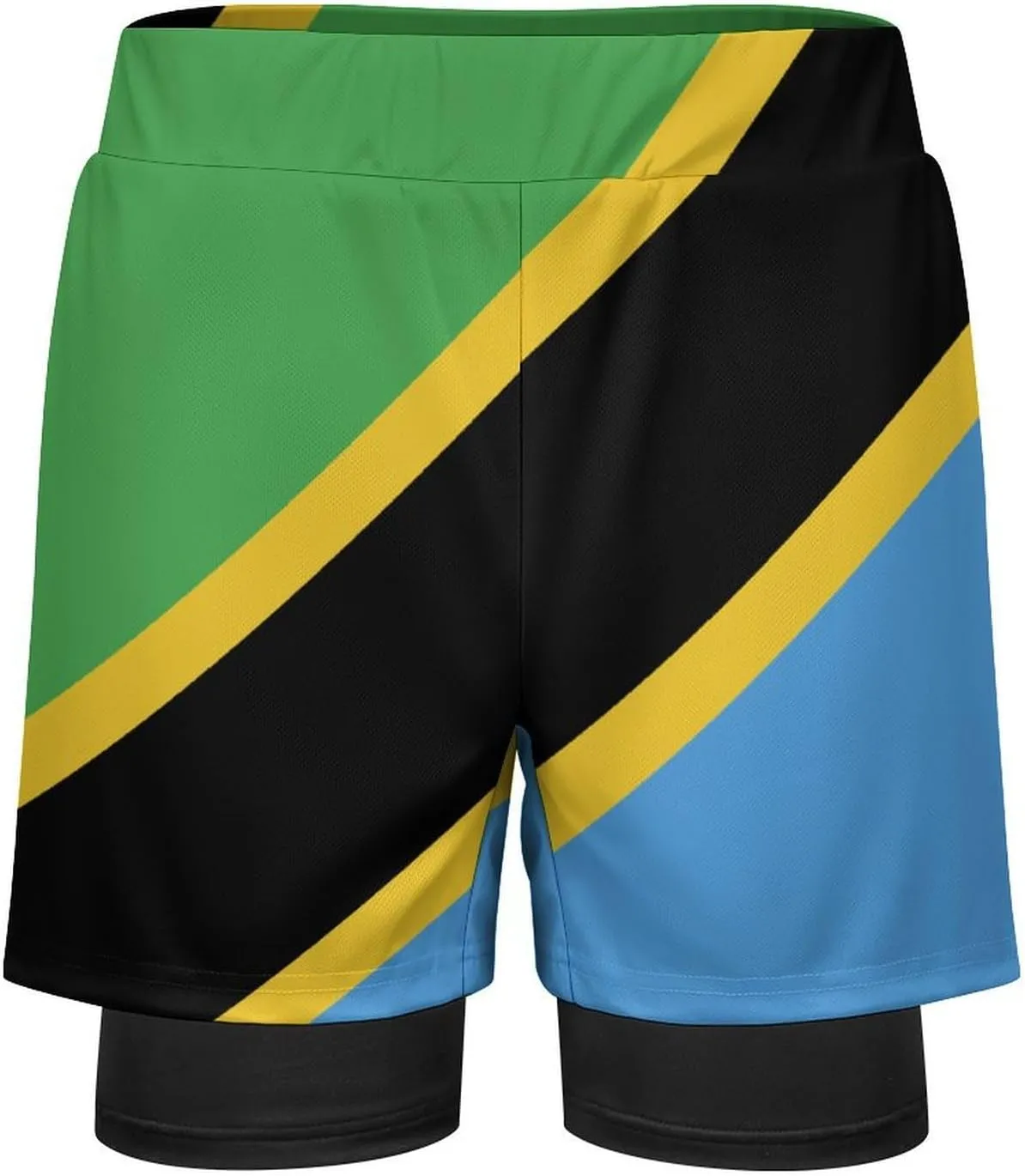 Tanzania Flag Men's Swim Trunks Short Beach Shorts Swimming Trunks with Pockets