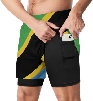 Tanzania Flag Men's Swim Trunks Short Beach Shorts Swimming Trunks with Pockets