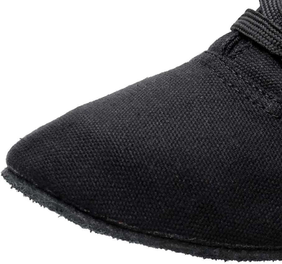 TINRYMX Canvas Lace Up Dance Shoes Split Sole Ballroom Jazz Modern Dance Boots for Women
