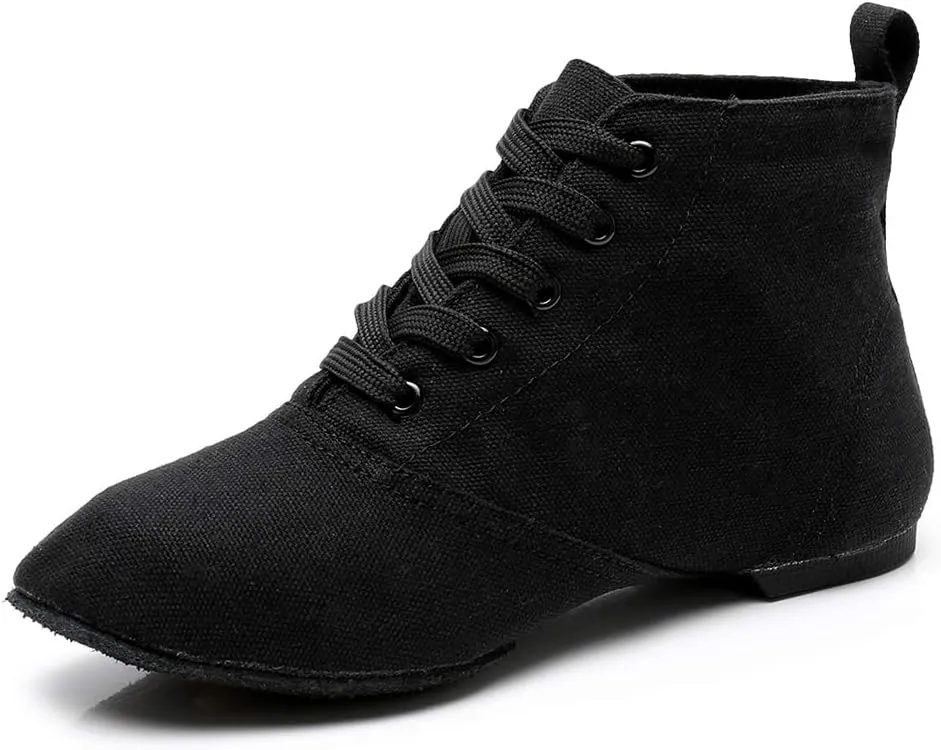 TINRYMX Canvas Lace Up Dance Shoes Split Sole Ballroom Jazz Modern Dance Boots for Women